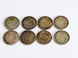 Münzen 8 x 10 Cents Niederlande Wilhelmina I. 640er Silber Utrecht 1936 1944