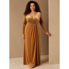Jenny Yoo Ryland Velvet Gown in Marigold - Long Sleeve Maxi Dress - Size 18