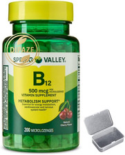 Spring Valley Cherry B12 500 mcg Microlozenges, 200 Ct - 3 Pack ...