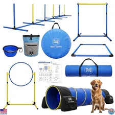 Dog Agility Equipment – Portable Backyard Agility Course with 9ft Dog Tunnel,