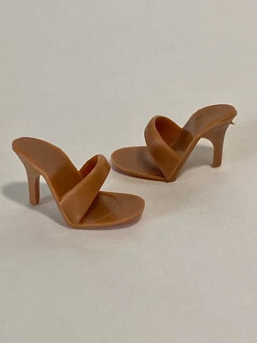 Vintage Barbie Reproduction OPEN TOE MULES Mattel Heels BROWN Malaysia B#22
