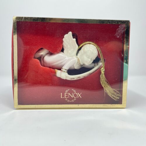 Lenox Porcelain 3D Ivory & Pink Christmas Angel Ornament “For My Angel” IOB - Picture 1 of 12