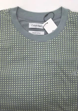 Calvin Klein Short Sleeve Smooth Cotton Grid Print Crew Neck Tee, Multicolor,XS