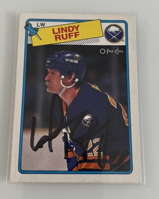 1988-89 O-Pee-Chee Lindy Ruff #40 Auto Autograph Signed Buffalo Sabres ...