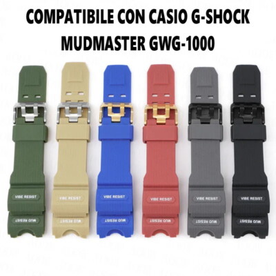 OliBoPo Cinturino Di Ricambio In Resina Naturale Per Orologio Casio G Shock Master Of G Mudmaster Twin Sensor Sports Watch GG 1000/GWG 100/GSG 100, Beige, Sport - Foto 7