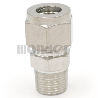 Fit Tube O.D 12mm -3/8'' BSPT Male 304 Stainless Steel Hex Air Pipe Fitting