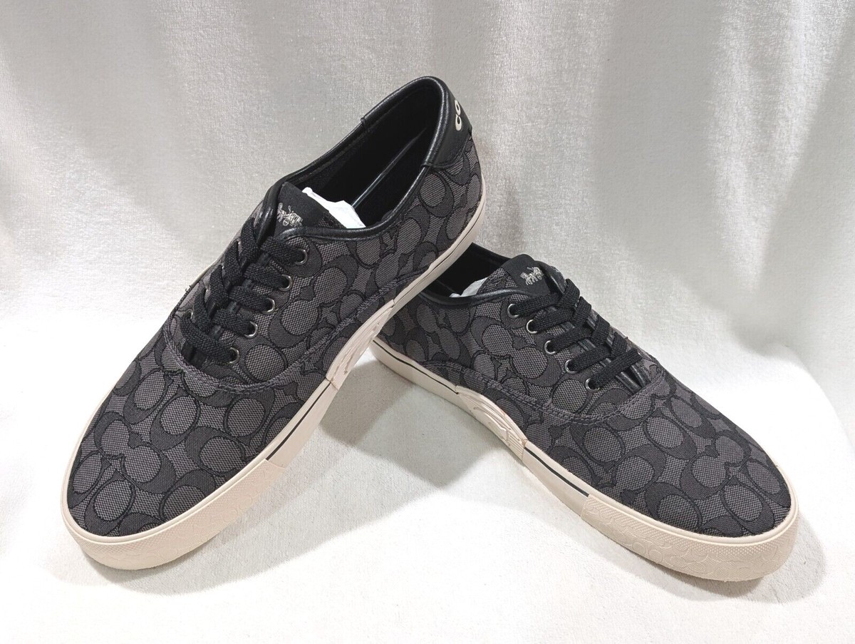 Coach Skate Black Signature Jacquard Leather Men's Sneakers (CC822