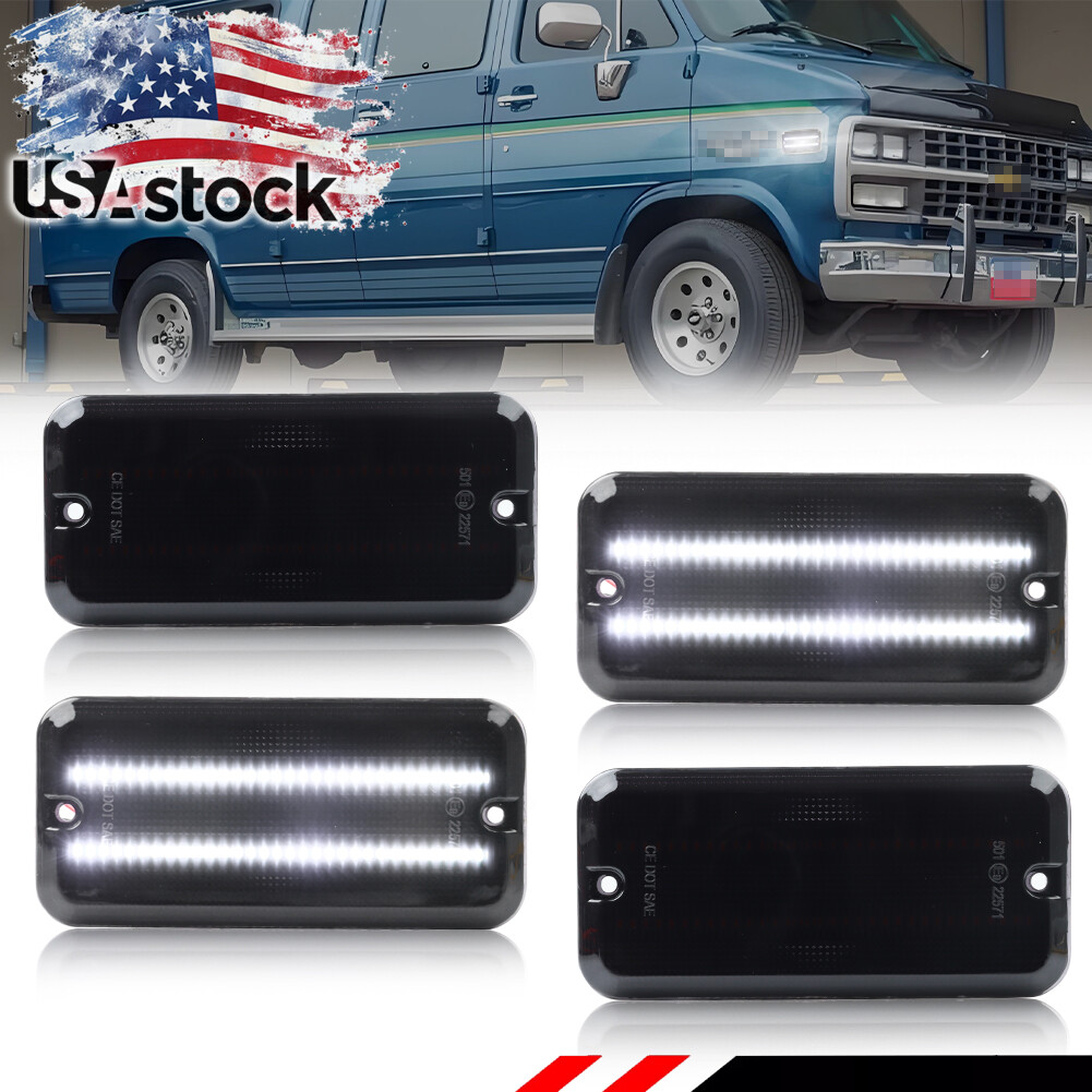 4X White LED Side Marker Lights for 85-95 Chevy G10 G20 GMC Vans