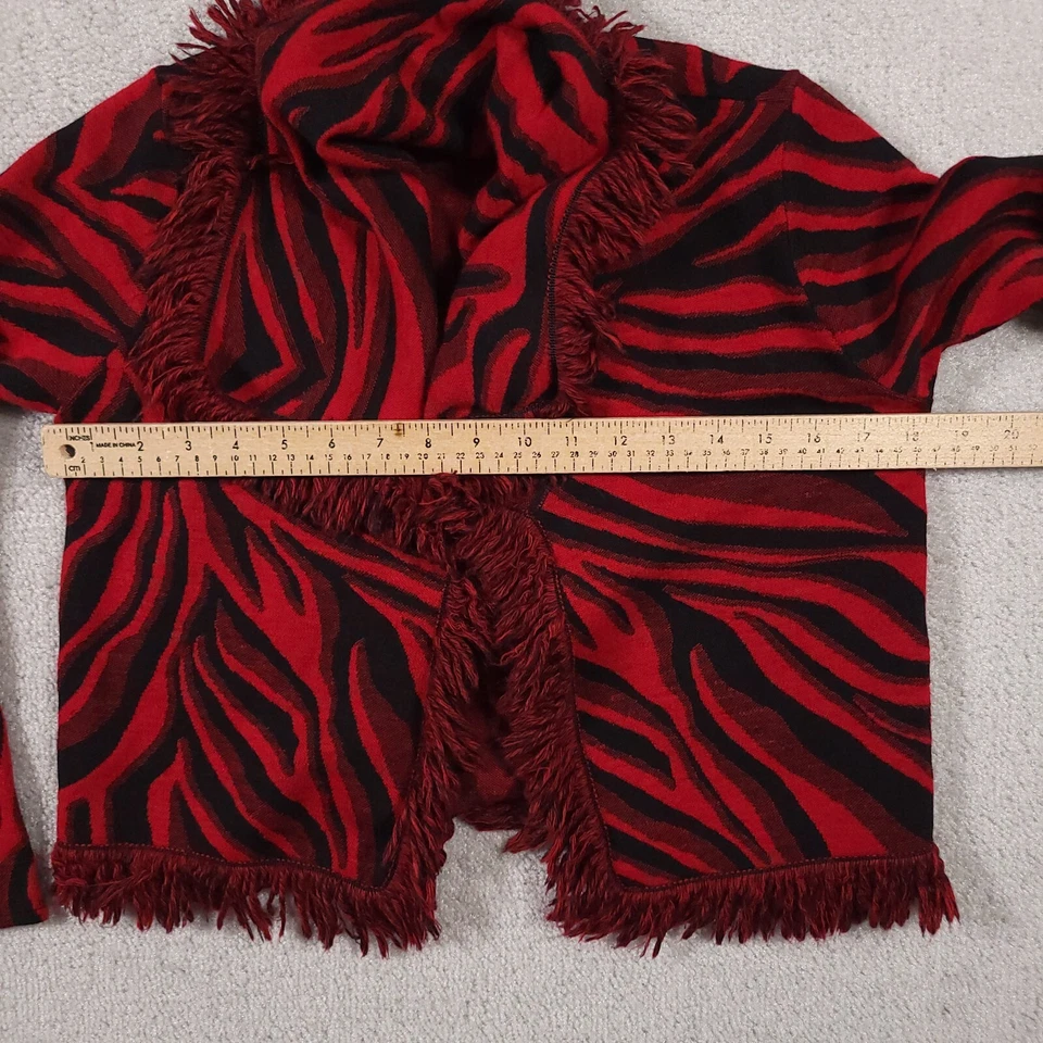 Cárdigan Chico's para mujer talla pequeña 0 mezcla de lana flecos frente abierto suéter rojo Foto 4 de 4