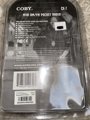 Coby Mini AM/FM DBBS Pocket Radio Gray/Silver, Neck Strap CX-7 Tes - Picture 2 of 3