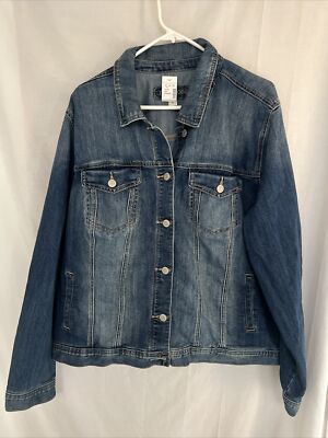 Maurices Jean Jacket Plus Size Blue Faded Wash Denim Button