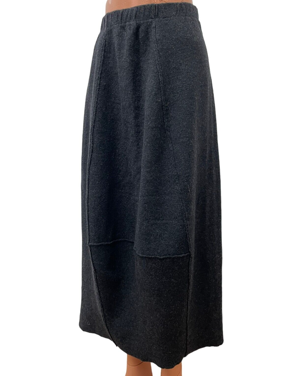 ISCHIKO by OSKA size. DE 38 UK 12 S 100 WOOL Skirt Knitted Skirt Gray