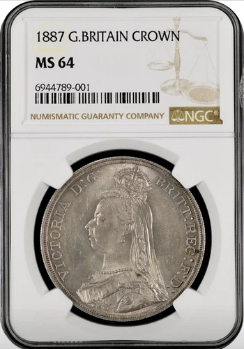 1887 Queen Victoria Great Britain Silver Jubilee Head Crown NGC MS64