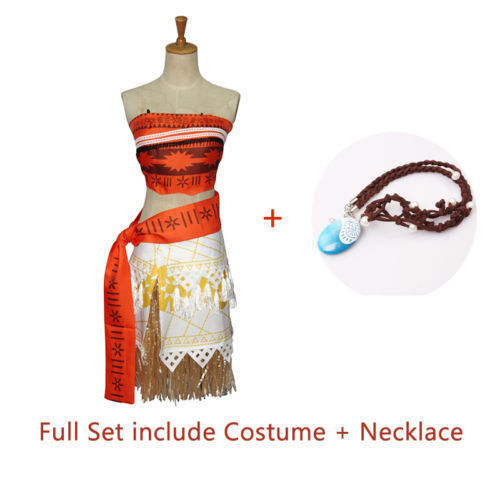 Lovely Girls Moana Party Holiday Birthday Dress with Necklace Costume O15  MG