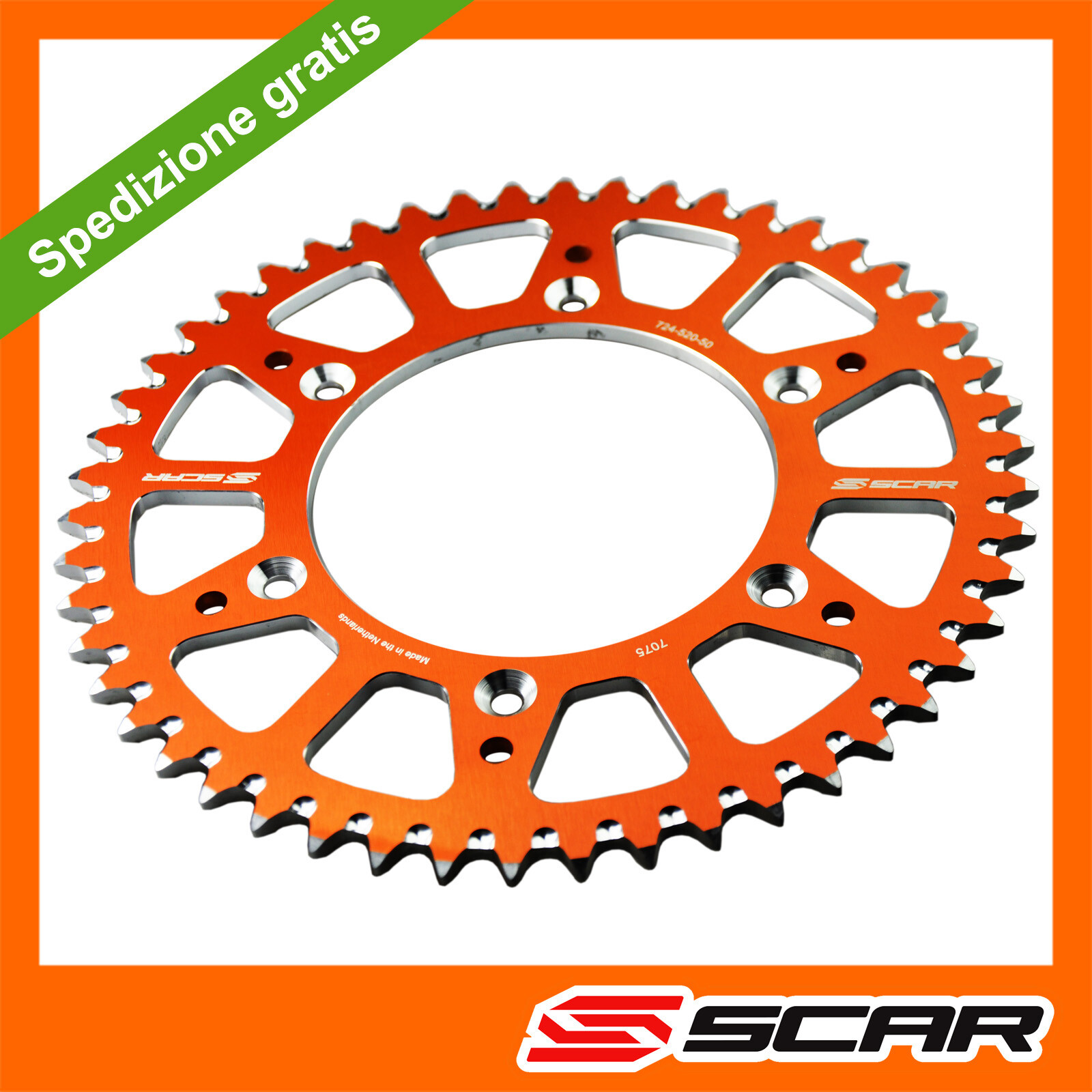Couronne Ergal 49 dents orange KTM SX 125 250 SXF 350 EXC 450 EXCF 500 SCAR