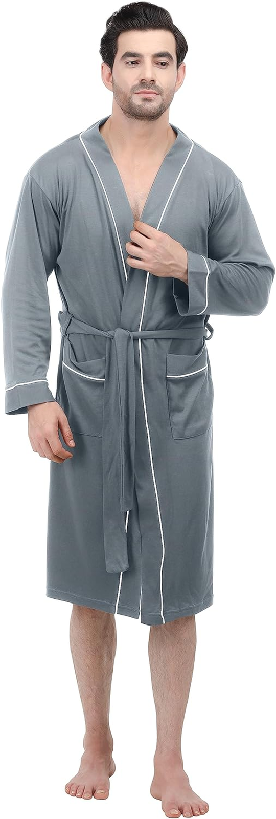 Mens Knit Robe Lightweight Summer Cotton Blend Bathrobe eBay