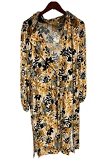 Susan Graver Women's Printed Knit Duster w Blouson Slv Caramel/Smoke