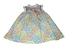 Vtg Cinderella Sleeveless Tie Back Girls Dress 4T 70s 80s Multicolor Floral