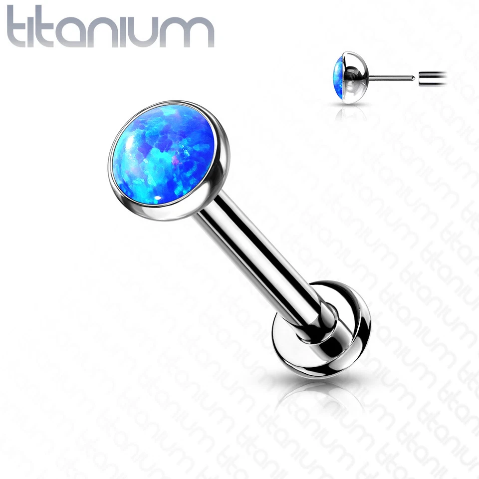 Conjunto de bisel push in de titanio grado implante ópalo superior labio labret oreja cartílago nariz Foto 3 de 4