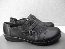 Clarks Cheyn Madi Black Leather Slip-On Shoes Womens Sz 8.5 W