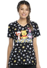 Winnie The Pooh Cherokee Scrubs Tooniforms Disney V Neck Top TF614 PHUN