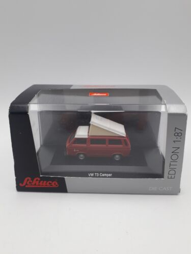 Schuco 1:87 Scale, VW T3 Camper, Red Diecast Model Campervan With Box. - Afbeelding 1 van 20