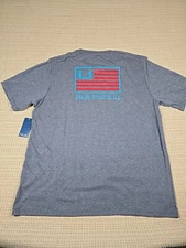 Large Huk and Bars Tee Mens Performance Fishing Shirt Sargasso Sea Heather Color