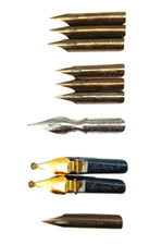 Lot of 10 Vintage Hunt Dip Pen / Calligraphy Nibs, Joseph Gillott's Rigid 1068A