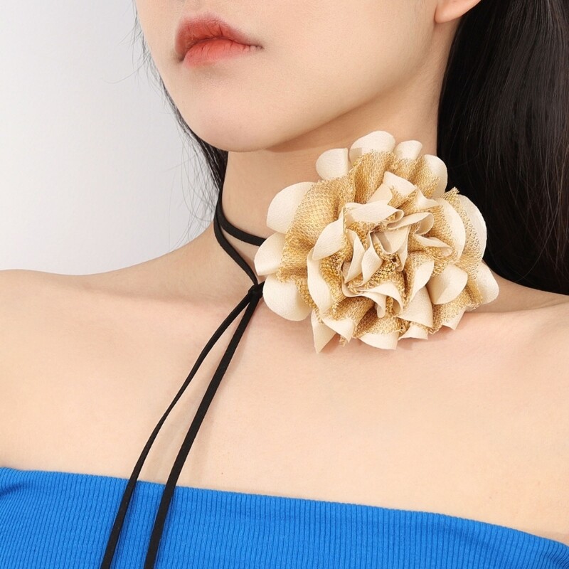 Fashion Ribbon Necklace Chokers For Women Neckband Collar Flower Rose