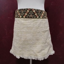 Zara Trf Collection Size S Ivory Tweed Embroidered Floral Boho Skirt