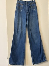 Plushbottoms 1970s Vintage High Waist BellBottom Flare Jeans 00/XXS Brass Zipper