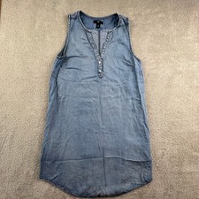 Gap Chambray Women's Dress Extra Small Sleeveless Henley Tencel Denim Casual