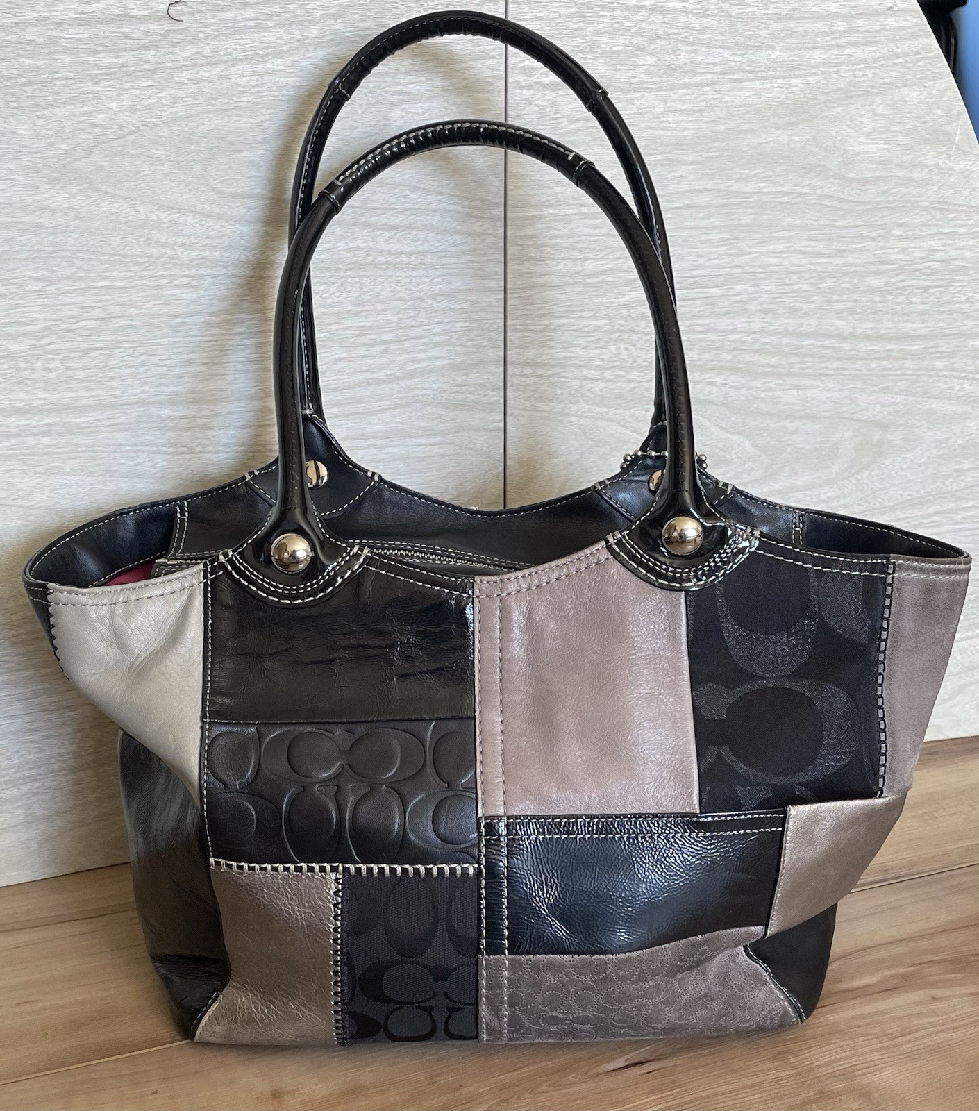 バッグ COACH Bleecker Legacy Flap Soho Bag y2k Y2K Coach Bleecker Patchwork Black Legacy Tote Leathe… - Gem
