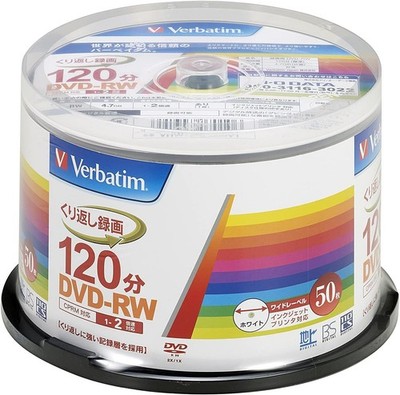 Verbatim Blank DVD Disc DVD-RW CPRM 4.7GB 50 Discs 1-2x White Label VHW12NP50SV1