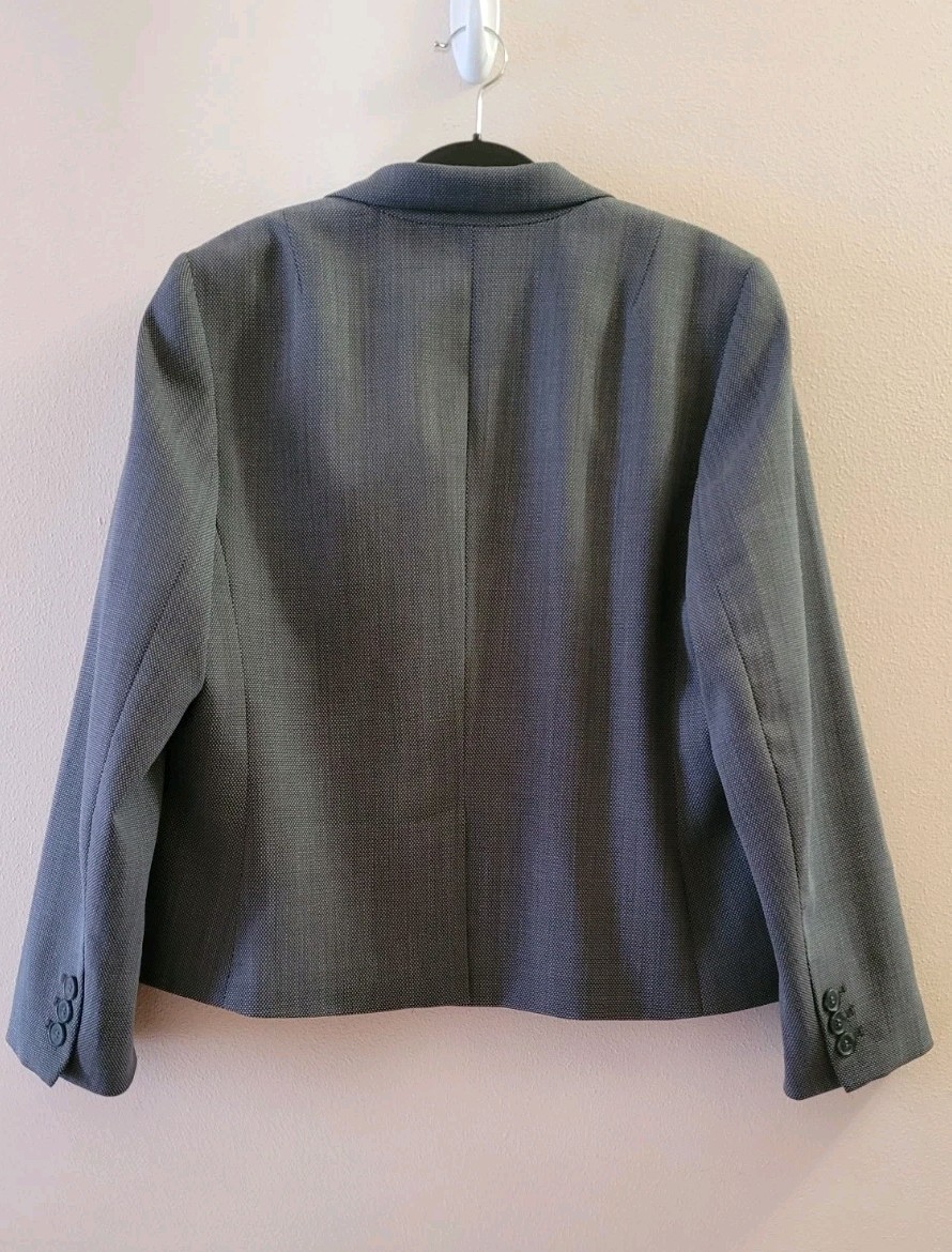 Talbots Linen Blazer Jacket Solid Gray One-Button… - image 2