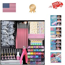 Acrylic Fake Nails Kit, Press On Nail Supplies with Clear Coffin Nail Tips Na...
