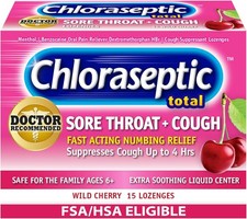 Chloraseptic Max Strength Sore Throat Lozenges, Wild Berries, 15 Count, 1 Pack