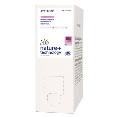 160 Loads ATTITUDE Liquid Laundry Detergent Refill, EWG Verified, HE Compatible,