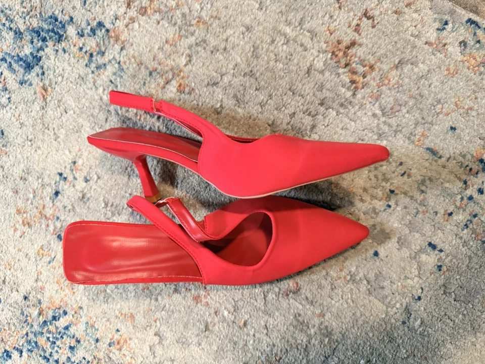 Red Kitten Heels Size 9 Sling Back. 2.5 Inch Heel New Never worn - Image 4 of 4