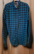 Men's Chaps Dress Shirt Button Up Squares Color Blue size 2XLT Stretch Flannel