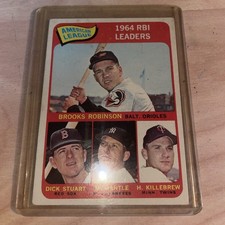 Topps 1964 RBI Leaders #5 American League League Leaders Mantle Robinson