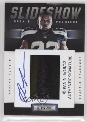 2012 Rookies & Stars Rookie Slideshow Signatures 50/50 Robert Turbin Auto RC e6p