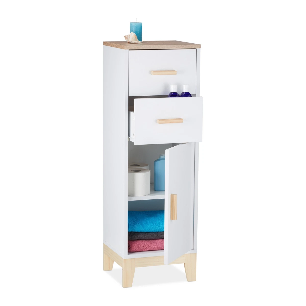 Armario de baño mueble de baño armario de inodoro armario multiusos 2 compartimentos 35 kg