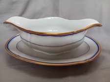 KPM Berlin Sauciere englisch glatt kobalt blau + Goldrand Pfennigmarke