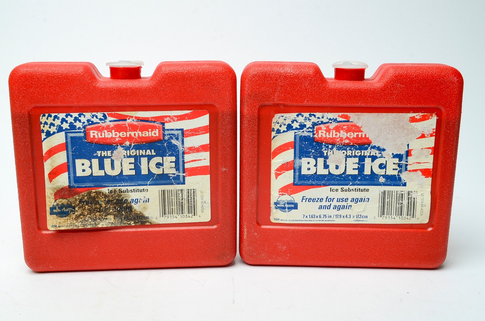 Rubbermaid Blue Ice Weekender Model 1034 Hard Shell Ice Packs Set of 2 Red