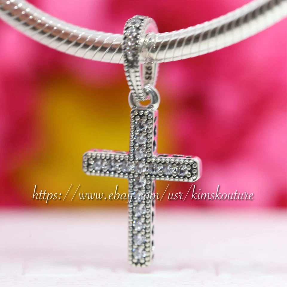 NUEVO Auténtico Colgante Pandora 925 Ale Plata Cruz Corazón Circonita cúbica 397571CZ Foto 3 de 4