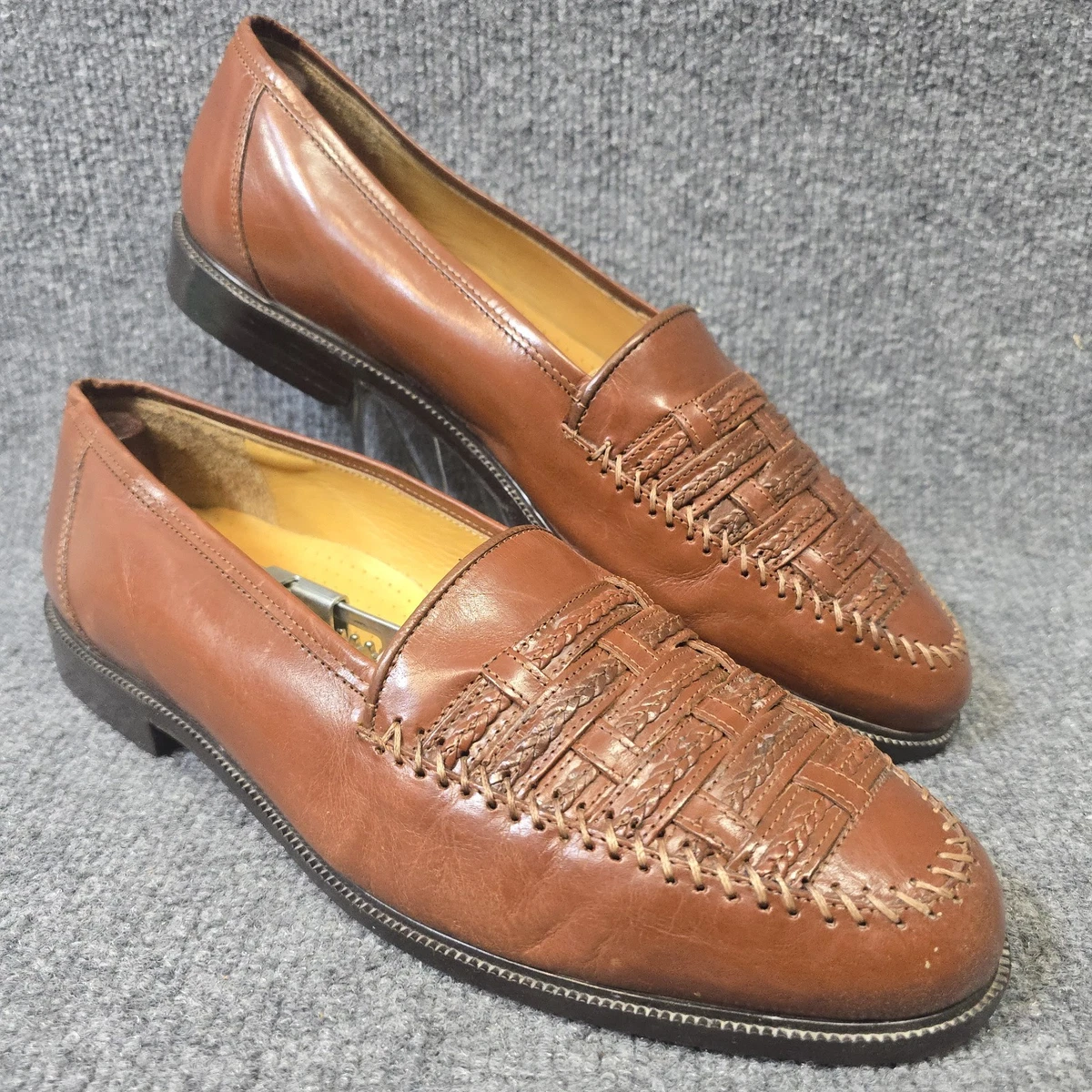 Stanley Blacker Brown Woven Leather Tassel‎ Kiltie Wingtip Loafers Mens 11 Italy Stanley Black & Decker Wingtip Dress Shoes for Men for sale  main image 4
