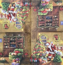 2 X Gifts Under Christmas Tree 25x25cm Single Paper Napkins -  Art Decoupage 363