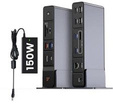 USB C Docking Station 3 Monitors, 18-in-1 Triple 4K Display, 150W Power