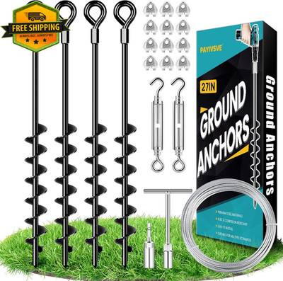 27 Inch Ground Anchors Heavy Duty Kit Galvanized Shed Trampoline